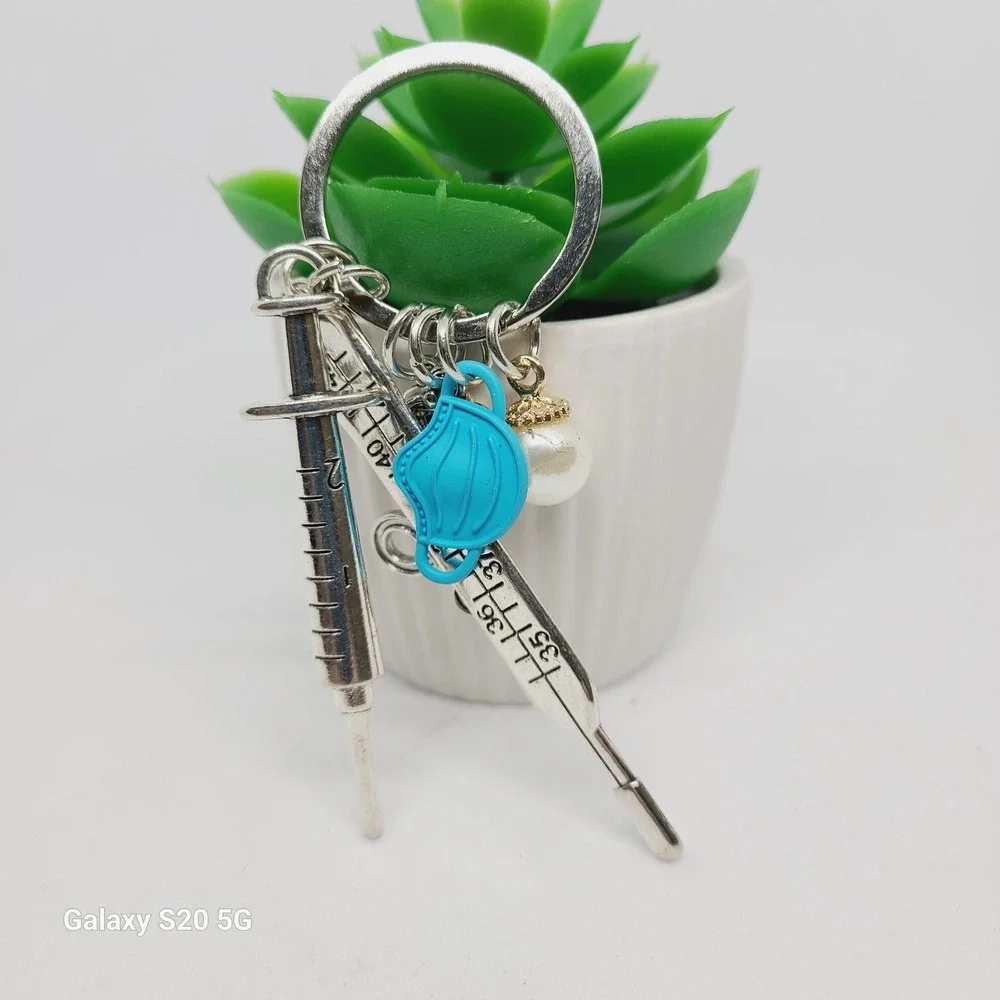 Nurse Keychain Syringe Thermometer Stethoscope Medical Charm‎ Gift for Doctor
